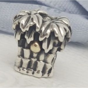 Pandora two tone 14k/925 silver palm tree coconut charm.